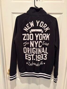 Zoo York Black and White Striped Collar Zip Jacket